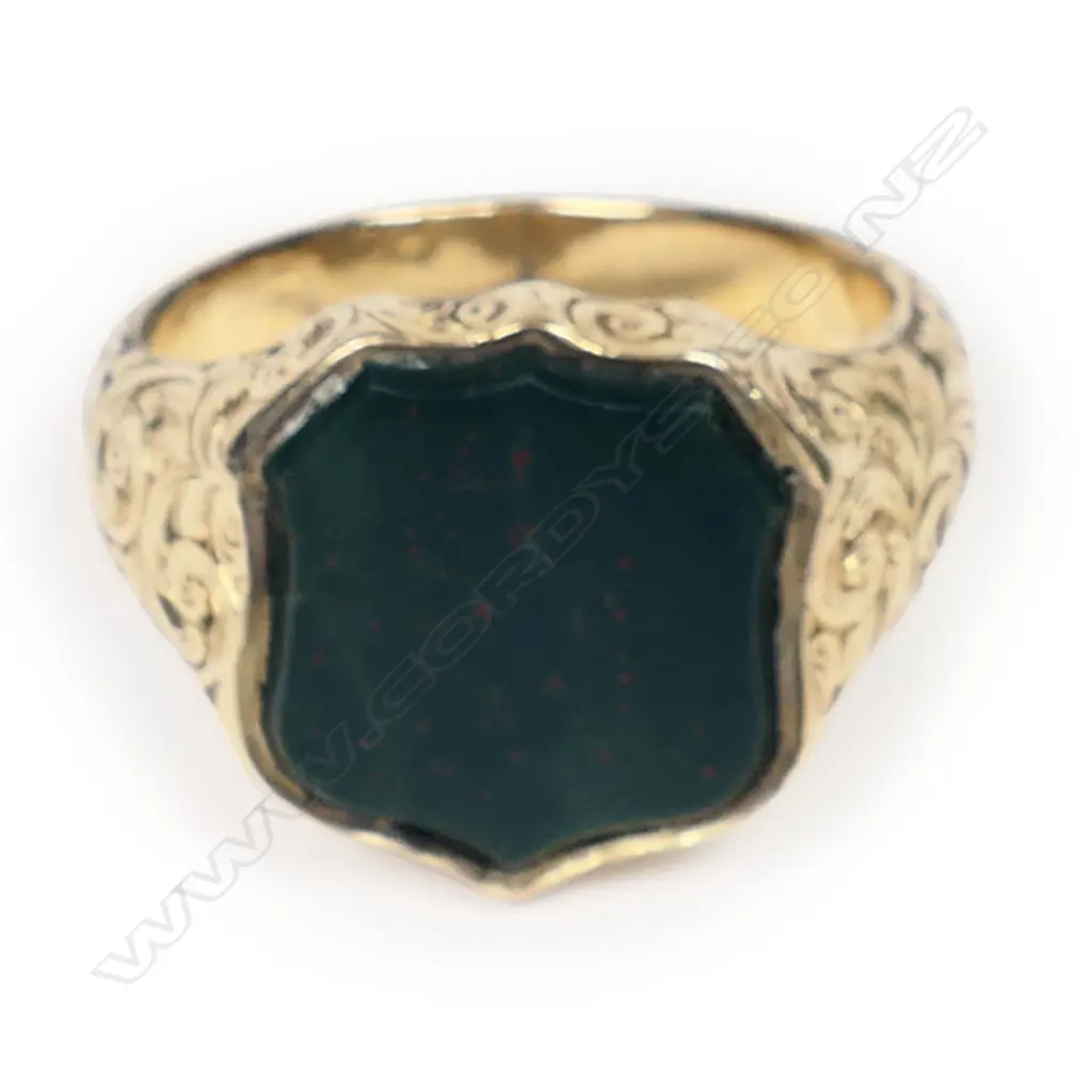 A New Zealand colonial pinchbeck and bloodstone signet ring Land Wars 1863, Image 1++